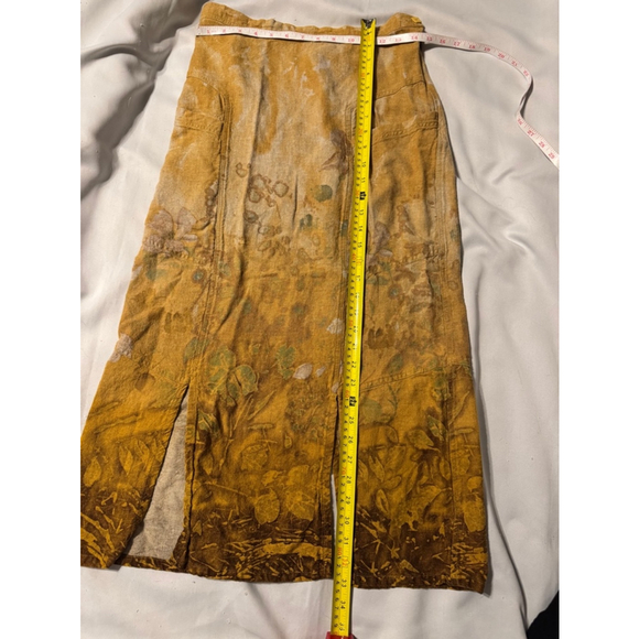 Vintage Terracotta Graphic Linen Blend Matching Set U Neck Pockets Skirt Size 4 - Picture 10 of 10